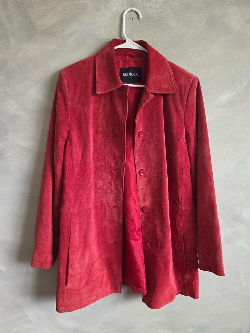 Dusty Ashy Red Suede Leather Shirt Jacket Womens M Button Down